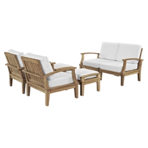 Marina 6 Pieces Outdoor Patio Teak Sofa Set - Natural White 