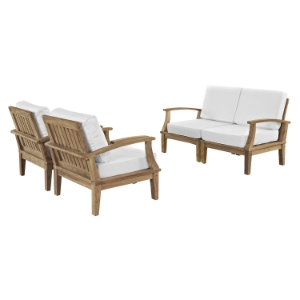 Marina 4 Pieces Outdoor Patio Teak Sofa Set - Natural White 