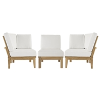 Marina 3 Pieces Outdoor Patio Teak Sofa Set - Natural White