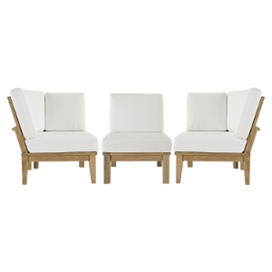 Marina 3 Pieces Outdoor Patio Teak Sofa Set - Natural White 
