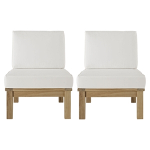 Marina 2 Pieces Outdoor Patio Teak Armless Chair - Natural White 