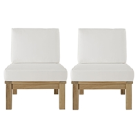 Marina 2 Pieces Outdoor Patio Teak Armless Chair - Natural White