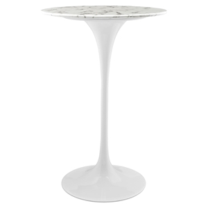 Lippa 28" Artificial Marble Bar Table - White 