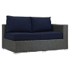 Sojourn 7 Pieces Outdoor Patio Sectional Set - Sunbrella Chocolate Navy - EEI-2013-CHC-NAV-SET