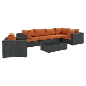 Sojourn 7 Pieces Outdoor Patio Sectional Set - Sunbrella Canvas Tuscan 