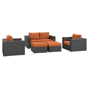 Sojourn 5 Pieces Outdoor Patio Sofa Set - Sunbrella Canvas Tuscan 