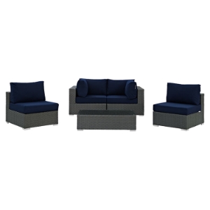 Sojourn 5 Pieces Patio Sofa Set - Sunbrella Canvas Navy 