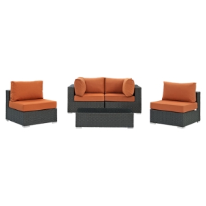 Sojourn 5 Pieces Patio Sofa Set - Sunbrella Canvas Tuscan 