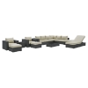 Sojourn 12 Pieces Patio Sectional Set - Sunbrella Canvas Antique Beige - EEI-1884-CHC-BEI-SET