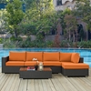 Sojourn 5 Pieces Outdoor Patio Sectional Set - Sunbrella Canvas Tuscan - EEI-1886-CHC-TUS-SET