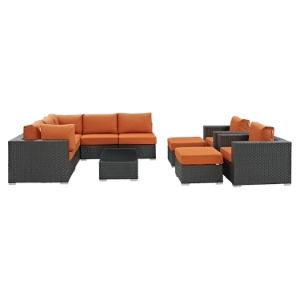 Sojourn 10 Pieces Patio Sectional Sofa Set - Sunbrella Canvas Tuscan 