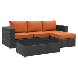 Sojourn 3 Pieces Outdoor Patio Sectional Set - Sunbrella Canvas Tuscan 