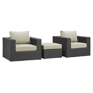 Sojourn 3 Pieces Outdoor Patio Sofa Set - Sunbrella Canvas Antique Beige 