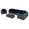 Summon 7 Pieces Outdoor Patio Sectional Set - Sunbrella Canvas Navy - EEI-1892-GRY-NAV-SET