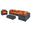 Summon 7 Pieces Outdoor Patio Sectional Set - Sunbrella Canvas Tuscan - EEI-1892-GRY-TUS-SET