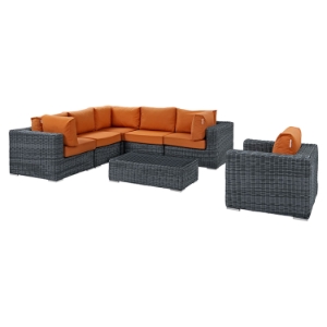 Summon 7 Pieces Outdoor Patio Sectional Set - Sunbrella Canvas Tuscan 