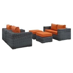 Summon 5 Pieces Outdoor Patio Sofa Set - Sunbrella Canvas Tuscan 