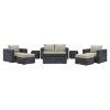 Summon 8 Pieces Outdoor Patio Sofa Set - Sunbrella Canvas Antique Beige - EEI-1894-GRY-BEI-SET