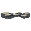 Summon 8 Pieces Outdoor Patio Sofa Set - Sunbrella Canvas Antique Beige - EEI-1894-GRY-BEI-SET