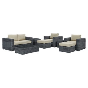Summon 8 Pieces Outdoor Patio Sofa Set - Sunbrella Canvas Antique Beige 