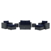 Summon 8 Pieces Outdoor Patio Sofa Set - Sunbrella Canvas Navy - EEI-1894-GRY-NAV-SET