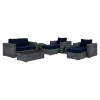 Summon 8 Pieces Outdoor Patio Sofa Set - Sunbrella Canvas Navy - EEI-1894-GRY-NAV-SET