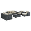 Summon 9 Pieces Patio Sectional Sofa Set - Sunbrella Canvas Antique Beige - EEI-1895-GRY-BEI-SET