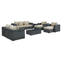 Summon 9 Pieces Patio Sectional Sofa Set - Sunbrella Canvas Antique Beige