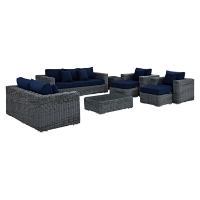 Summon 9 Pieces Outdoor Patio Sectional Sofa Set - Sunbrella Canvas Navy
