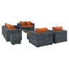 Summon 9 Pieces Outdoor Patio Sectional Sofa Set - Sunbrella Canvas Tuscan - EEI-1895-GRY-TUS-SET
