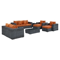 Summon 9 Pieces Outdoor Patio Sectional Sofa Set - Sunbrella Canvas Tuscan