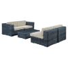 Summon 5 Pieces Patio Sofa Set - Sunbrella Canvas Antique Beige - EEI-1896-GRY-BEI-SET