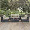 Summon 5 Pieces Patio Sofa Set - Sunbrella Canvas Antique Beige - EEI-1896-GRY-BEI-SET