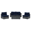 Summon 5 Pieces Patio Sofa Set - Sunbrella Canvas Navy - EEI-1896-GRY-NAV-SET
