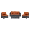 Summon 5 Pieces Patio Sofa Set - Sunbrella Canvas Tuscan - EEI-1896-GRY-TUS-SET