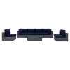 Summon 7 Pieces Outdoor Patio Sectional Sofa Set - Sunbrella Canvas Navy - EEI-1897-GRY-NAV-SET