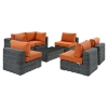 Summon 7 Pieces Outdoor Patio Sectional Sofa Set - Sunbrella Canvas Tuscan - EEI-1897-GRY-TUS-SET