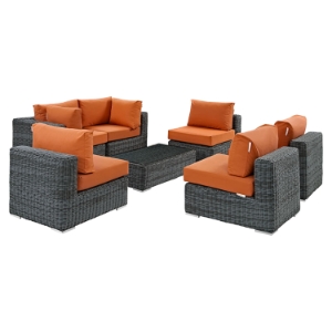 Summon 7 Pieces Outdoor Patio Sectional Sofa Set - Sunbrella Canvas Tuscan 