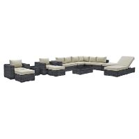 Summon 12 Pieces Patio Sectional Set - Sunbrella Canvas Antique Beige