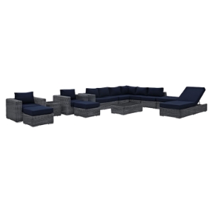 Summon 12 Pieces Outdoor Patio Sectional Set - Sunbrella Canvas Navy 