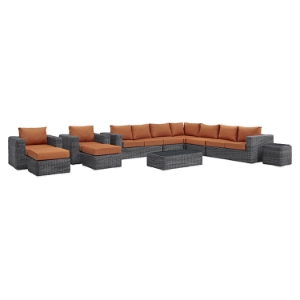 Summon 11 Pieces Outdoor Patio Sectional Set - Sunbrella Canvas Tuscan 