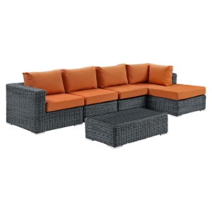 Summon 5 Pieces Patio Sectional Set - Sunbrella Canvas Tuscan 
