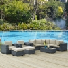 Summon 10 Pieces Patio Sectional Set - Sunbrella Canvas Antique Beige - EEI-1902-GRY-BEI-SET
