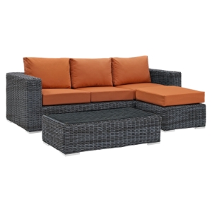 Summon 3 Pieces Outdoor Patio Sectional Set - Sunbrella Canvas Tuscan 