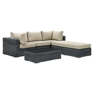 Summon 5 Pieces Outdoor Patio Set - Sunbrella Canvas Antique Beige 