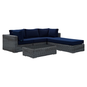 Summon 5 Pieces Outdoor Patio Sectional Set - Sunbrella Canvas Navy 
