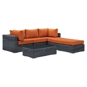 Summon 5 Pieces Outdoor Patio Sectional Set - Sunbrella Canvas Tuscan 