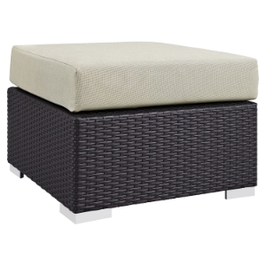 Convene Outdoor Patio Fabric Square Ottoman 