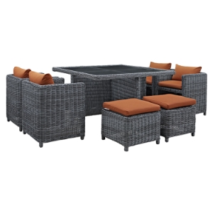 Summon 9 Pieces Outdoor Patio Set - Sunbrella Canvas Tuscan 