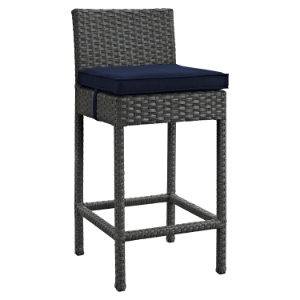 Sojourn Outdoor Patio Wicker Bar Stool - Sunbrella Canvas Navy 
